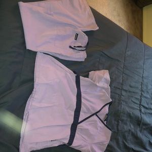 Lavender with navy blue scrub set